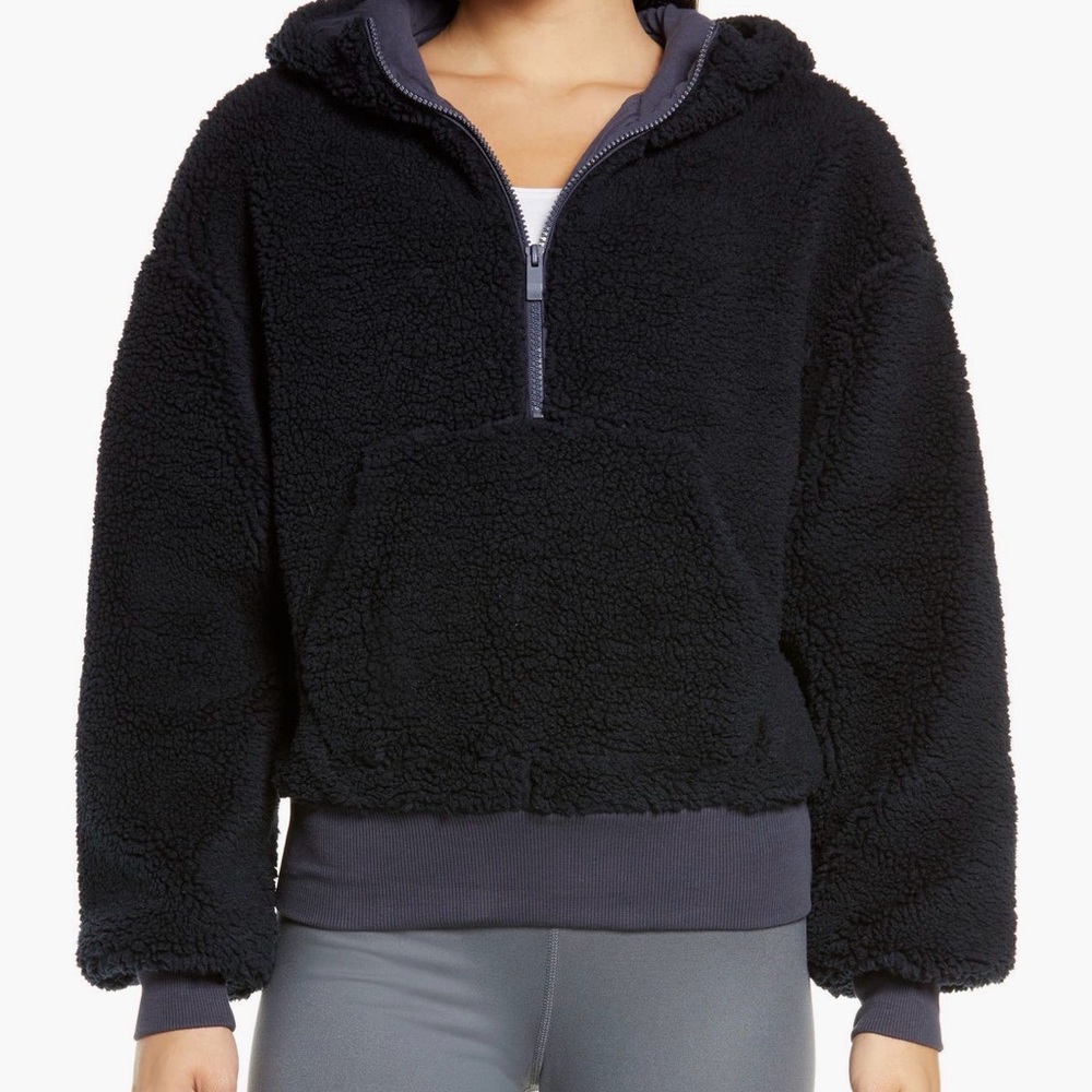 ALO Streetside Half Zip Fleece Hoodie Size XS Midnight